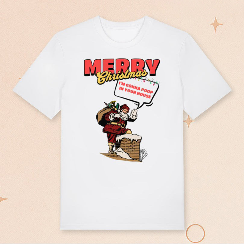 Cleveland Merry Christmas From Santa T-Shirt I'm Gonna Poop In Your House Shirt Funny Gifts - Roseregae