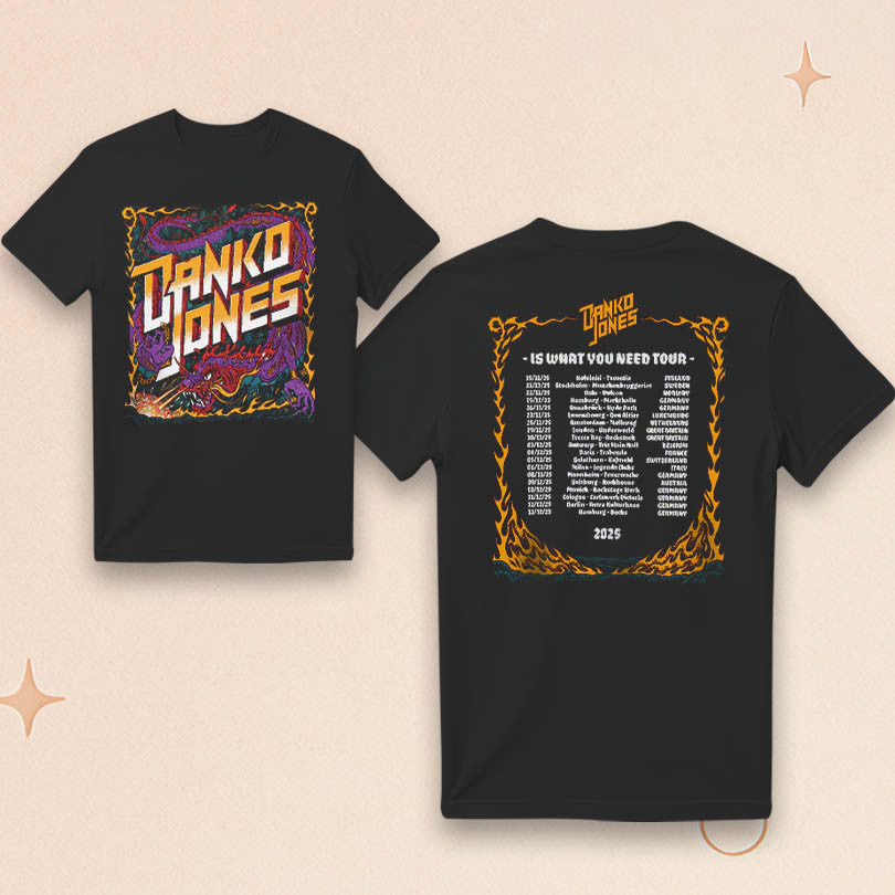 Danko Jones Merch Dragon Tour 2025 T-Shirt Gift Ideas For Rock Music Lovers - Roseregae