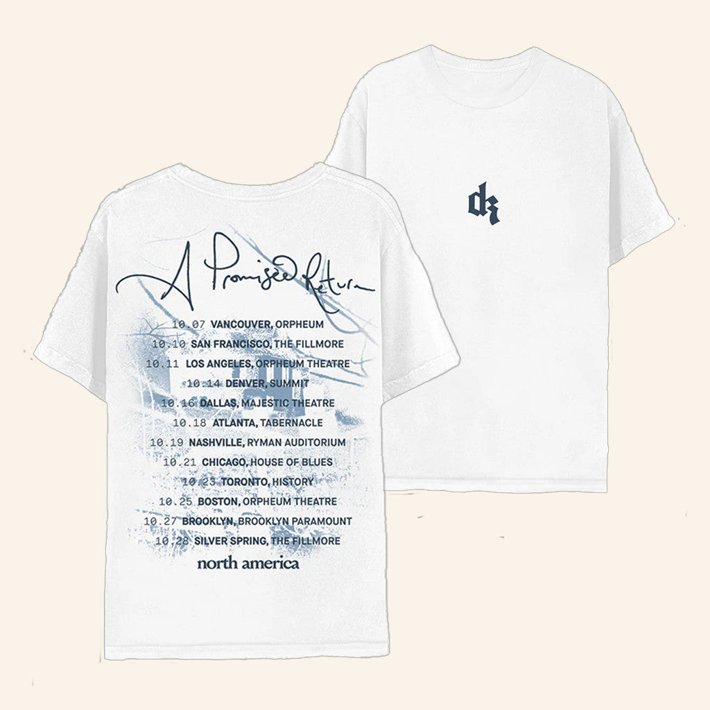 Dermot Kennedy Merch A Promised Return Tour White T-Shirt Cool Gifts For Music Lovers - Roseregae