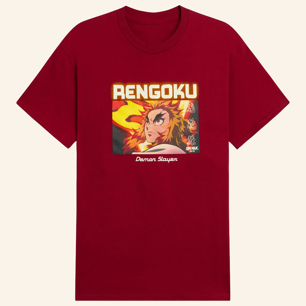 Dim Mak x Demon Slayer Merch Neon Lights Rengoku T-Shirt Cool Gifts For Anime Fans - Roseregae