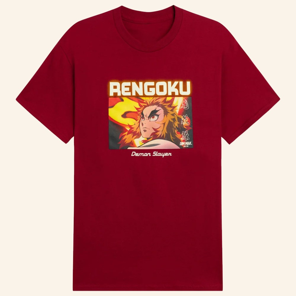 Dim Mak x Demon Slayer Merch Neon Lights Rengoku T-Shirt Cool Gifts For Anime Fans - Roseregae
