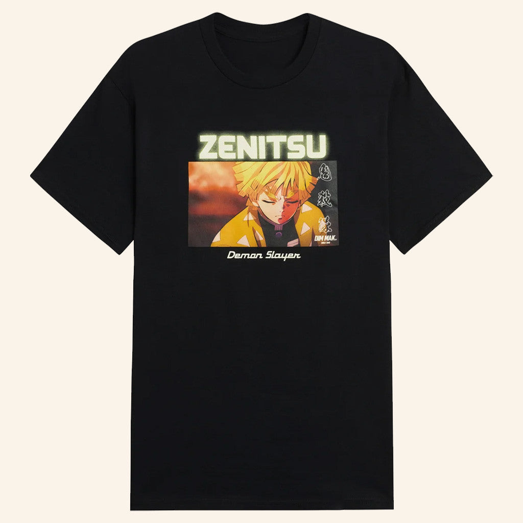 Dim Mak x Demon Slayer Merch Neon Lights Zenitsu T-Shirt Gifts For Anime Fans - Roseregae