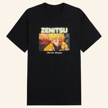 Dim Mak x Demon Slayer Merch Neon Lights Zenitsu T-Shirt Gifts For Anime Fans - Roseregae