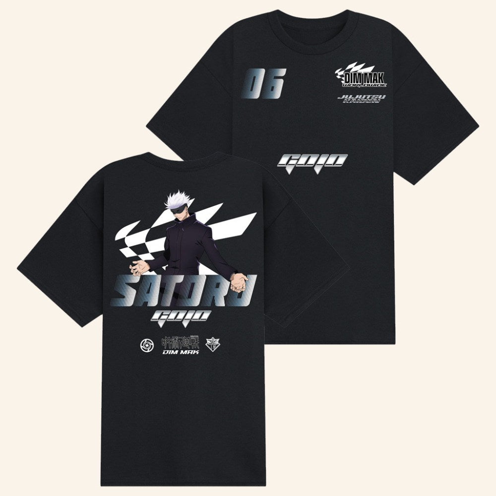 Dim Mak x Jujutsu Kaisen Merch Gojo Racer T-Shirt Best Gifts For Manga Lovers - Roseregae