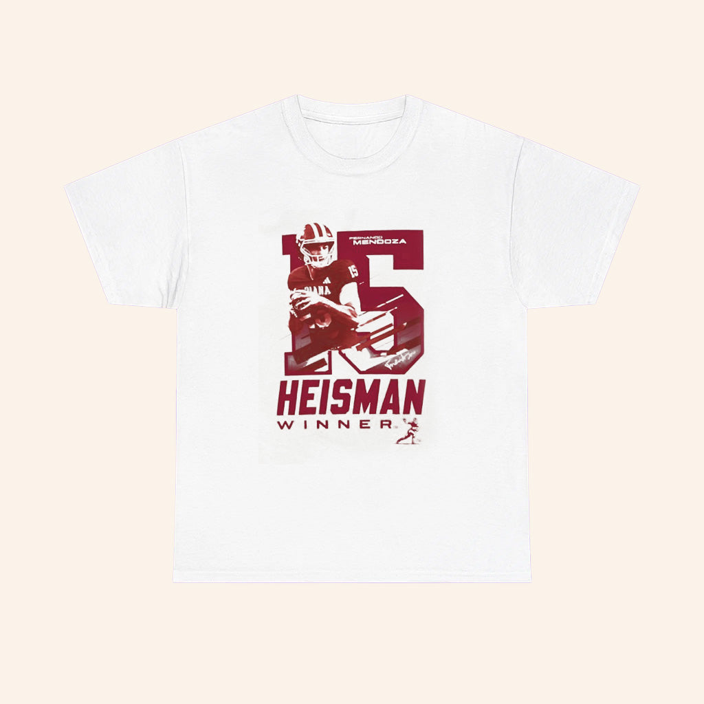 Fernando Mendoza 15 Indiana Hoosiers 2025 Heisman Winner Trophy T Shirt - Roseregae
