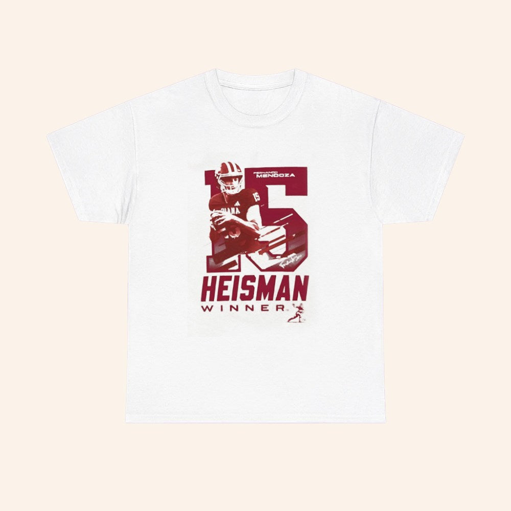 Fernando Mendoza 15 Indiana Hoosiers 2025 Heisman Winner Trophy T Shirt - Roseregae