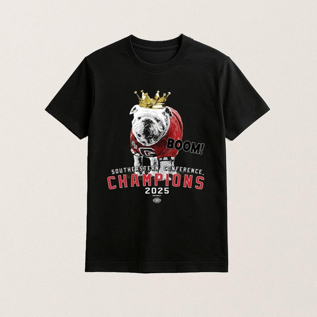 Georgia Football Boom 2025 SEC Championship Shirt UGA The King T-Shirt Gifts For Football Fans - Roseregae