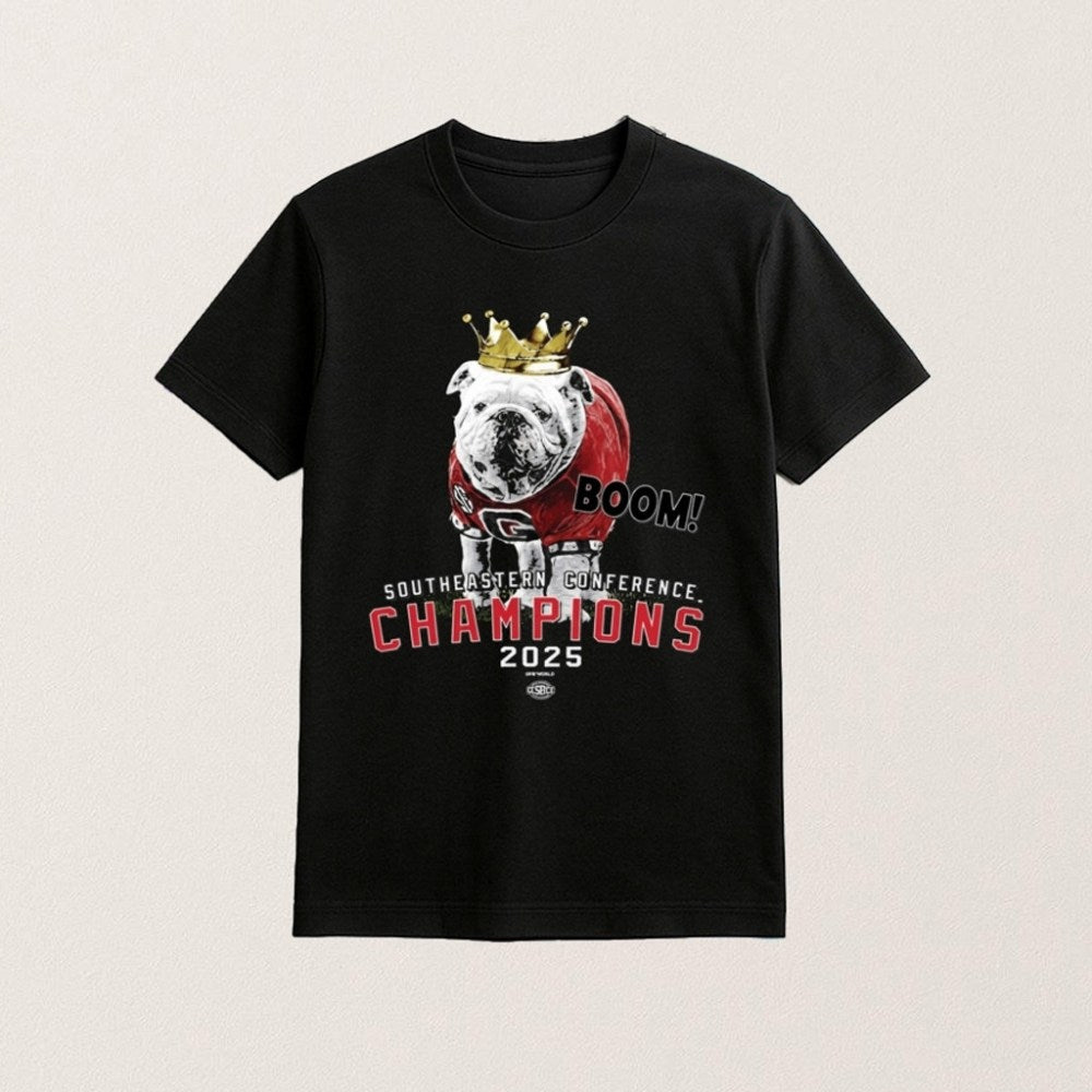 Georgia Football Boom 2025 SEC Championship Shirt UGA The King T-Shirt Gifts For Football Fans - Roseregae