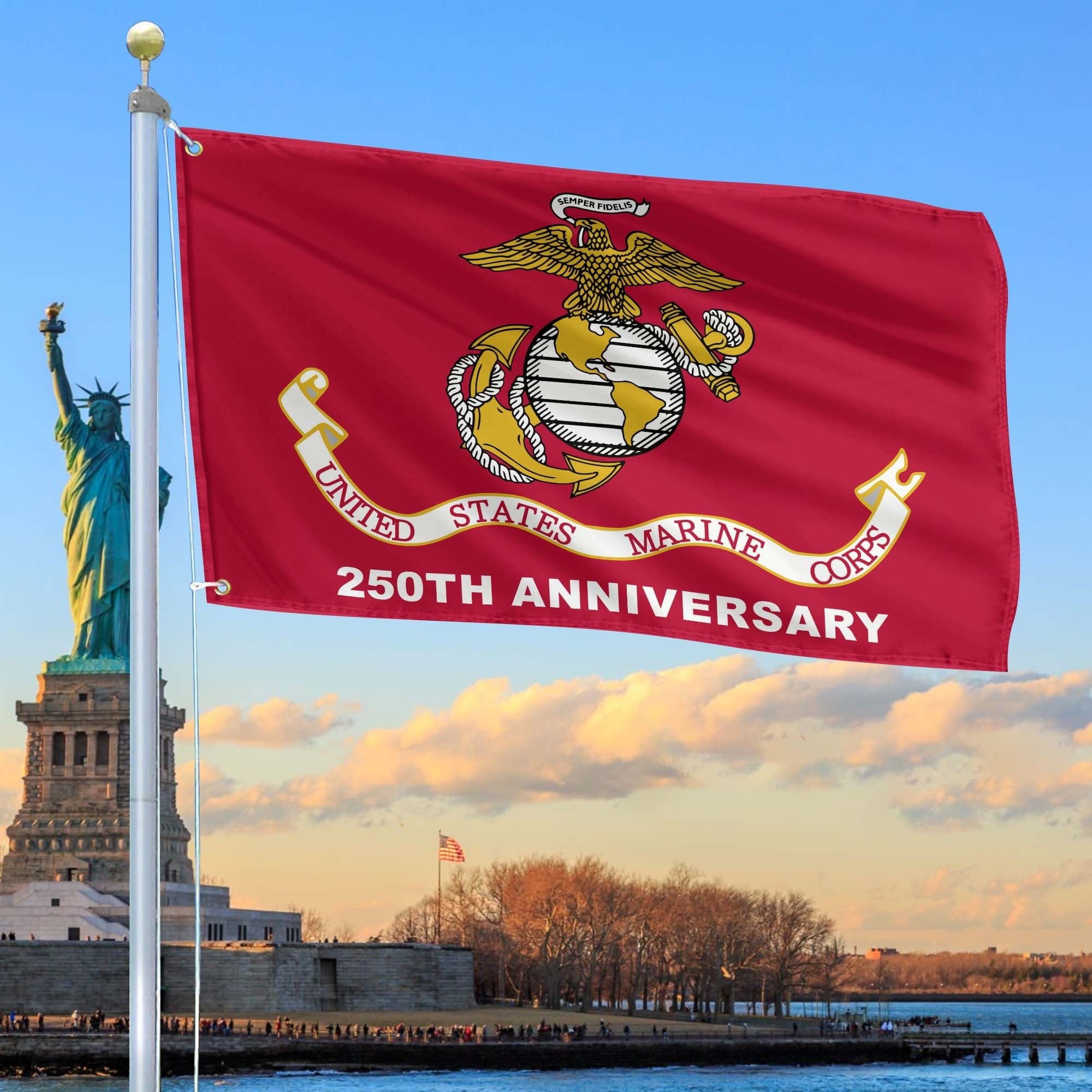 250th Anniversary Marine Corps Flag USMC Patriotic Gifts For Marine Veteran Dad