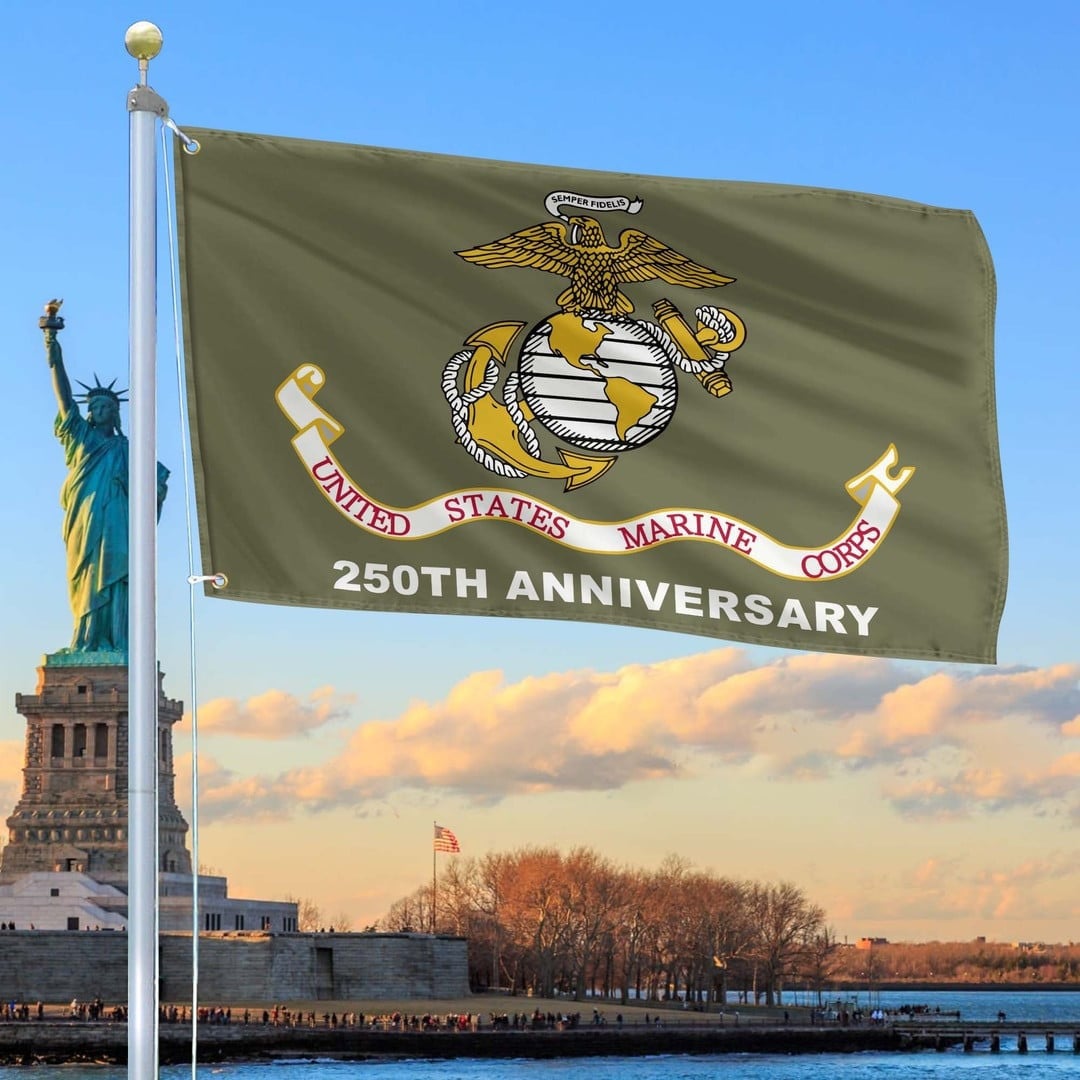 250th Anniversary Marine Corps Flag USMC Patriotic Gifts For Marine Veteran