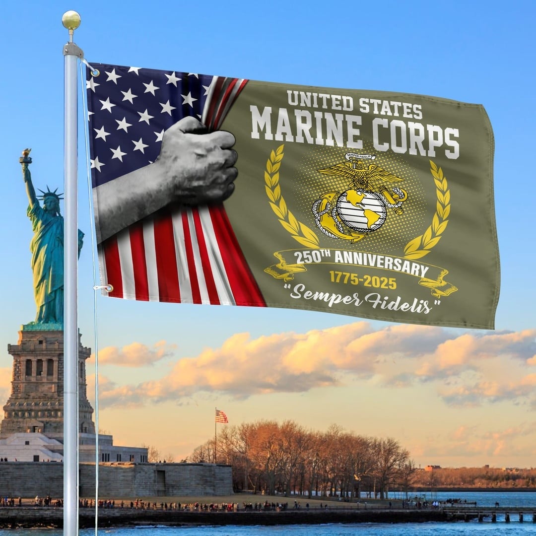 250th Anniversary USMC Flag Gifts For Marine Veteran 4th of July Merch