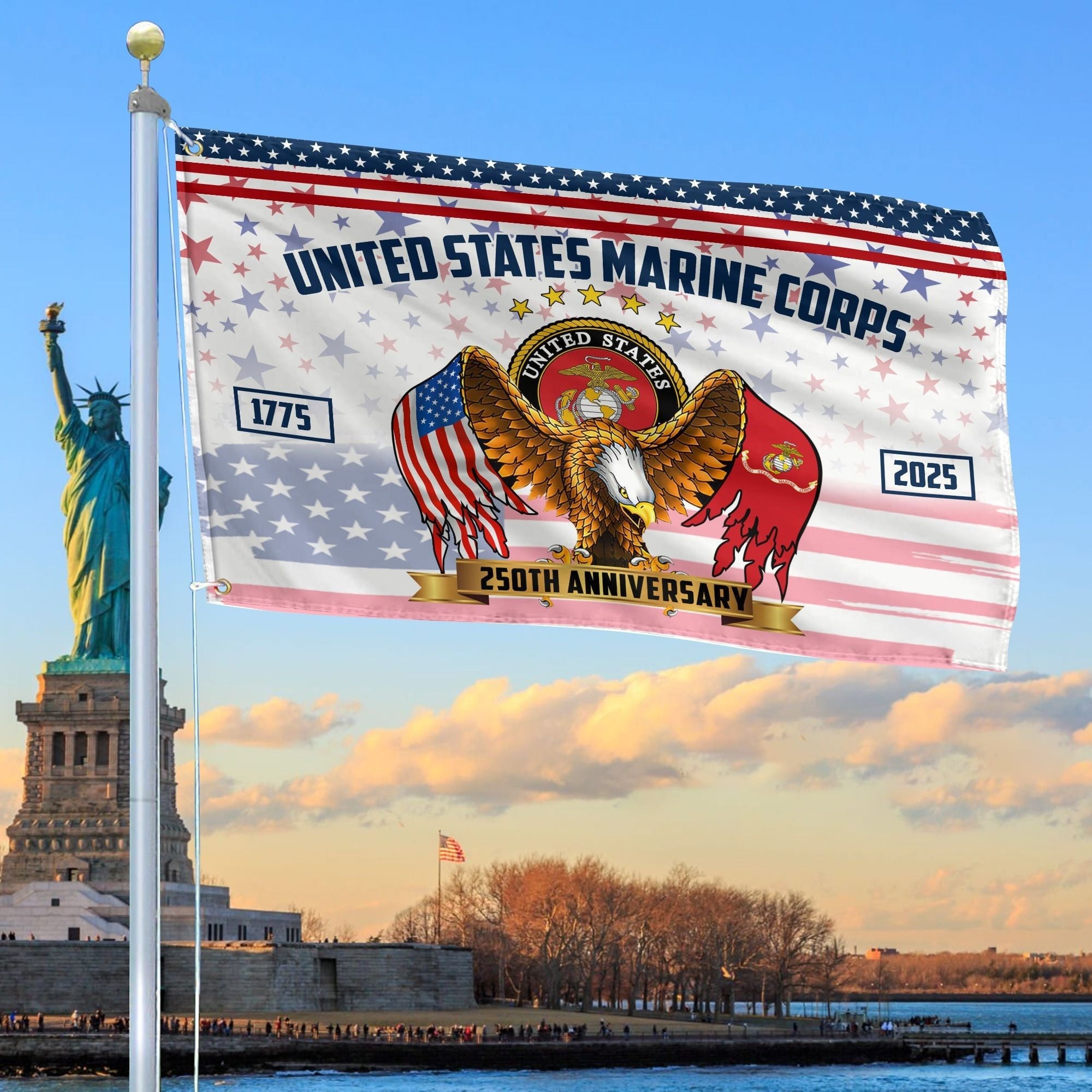 250th Anniversary Marine Corps Flag USMC Father's Day Present for Marine Veteran