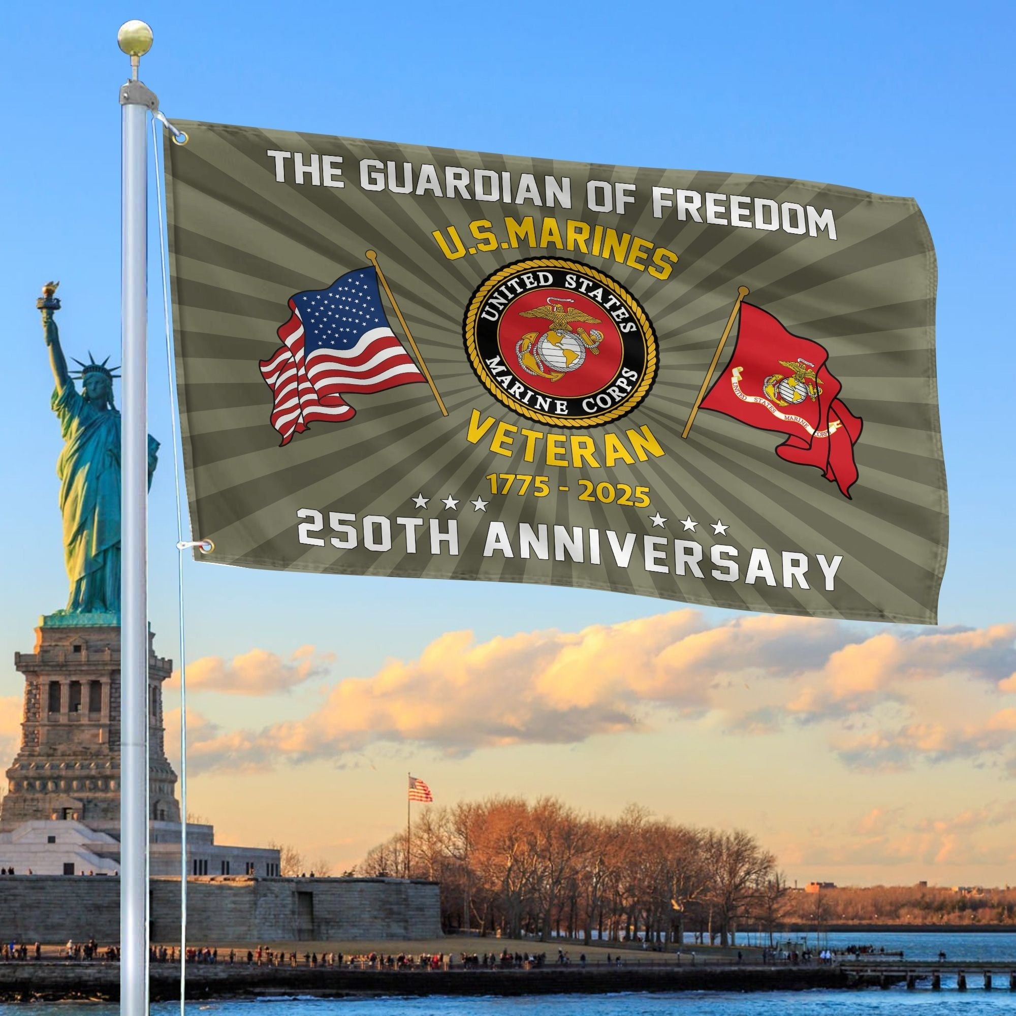 250th Anniversary Marine Corps Flag Father's Day Gift USMC Decor Ideas