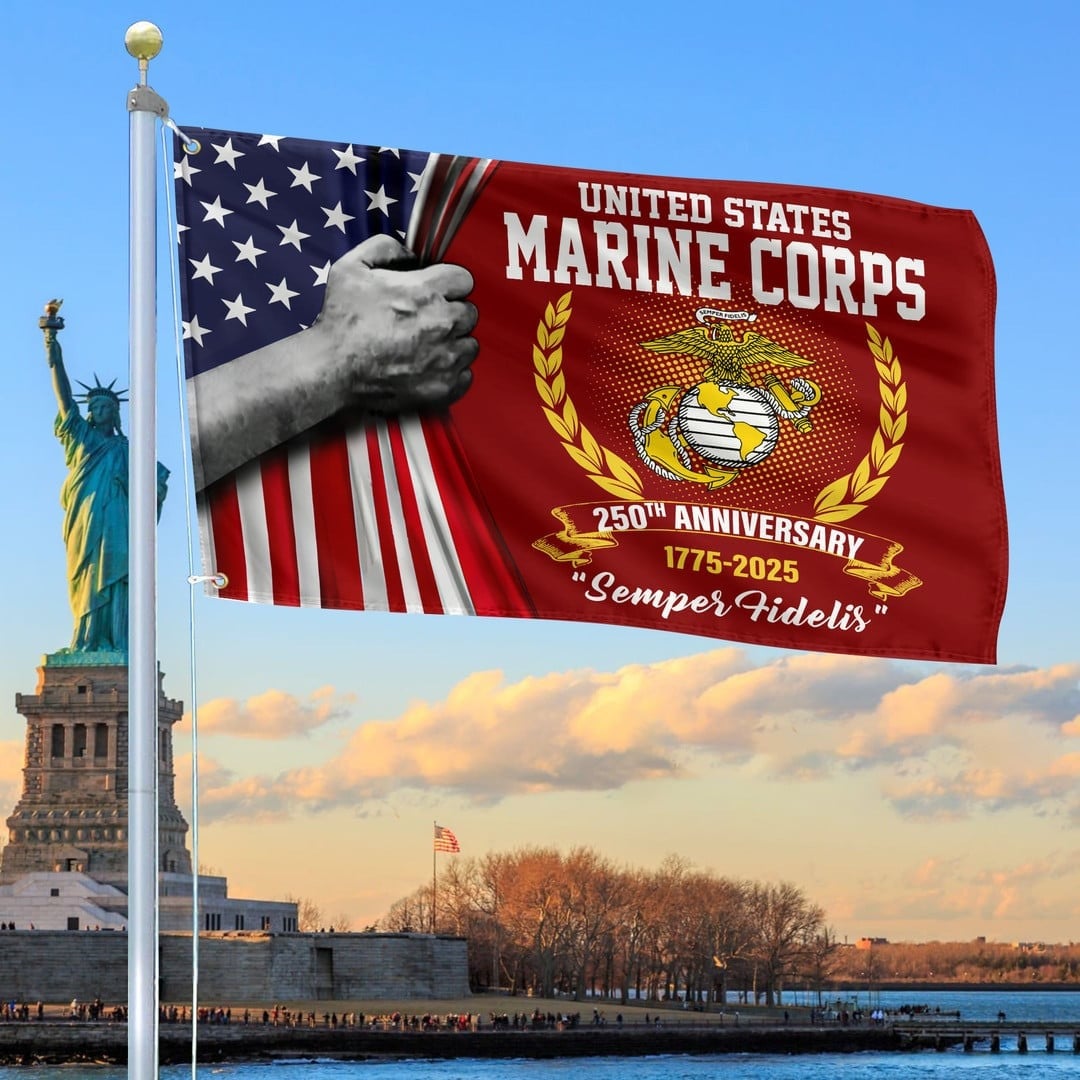 250th Anniversary USMC Flag Gifts For Marine Corps Veteran Patriotic Home Decor
