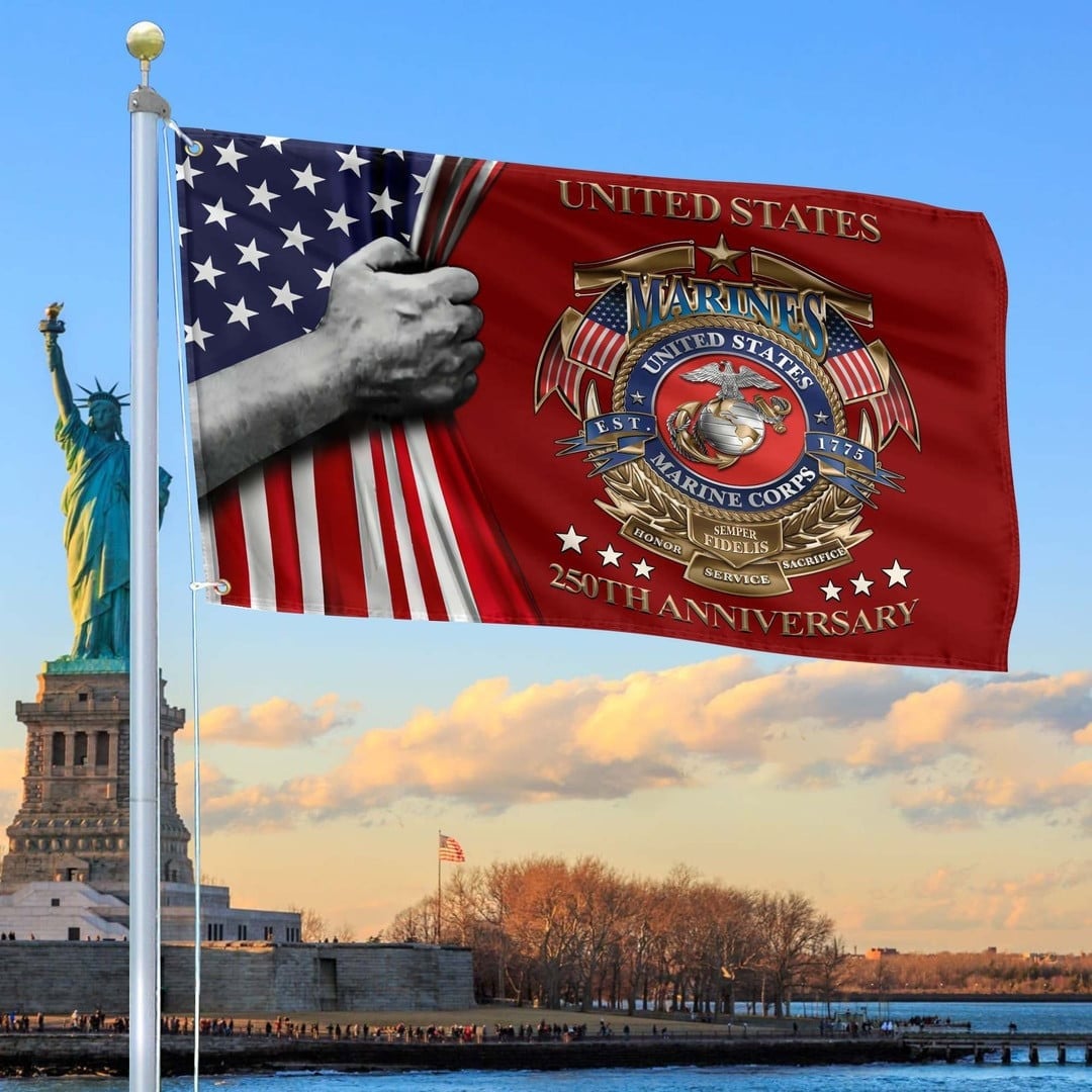 250th Anniversary USMC Flag Patriotic Home Decor Gift for Marine Veteran