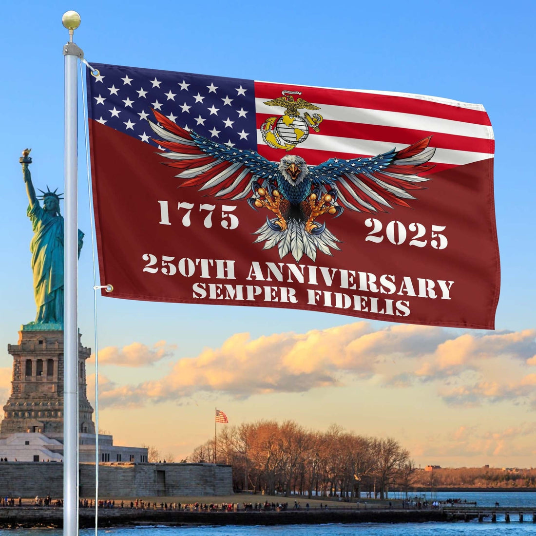 250th Anniversary Of USMC Flag Marine Corps Veteran Tribute Present on Father's Day