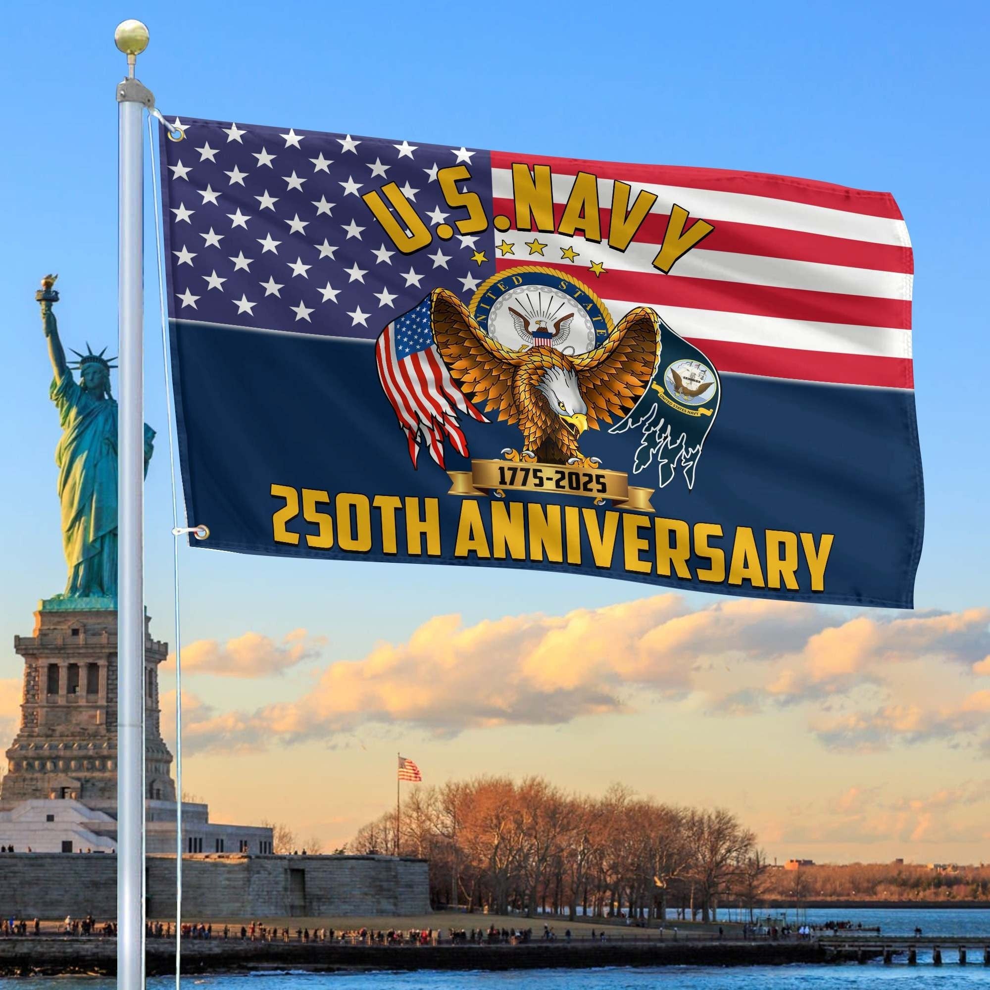 250th Anniversary US Navy Flag Navy Veteran Tribute Gift Independence Day Merch