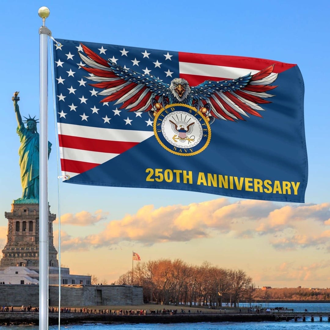 250th Anniversary Navy Flag Gifts For Navy Veteran On Father's Day Patriotic Decor
