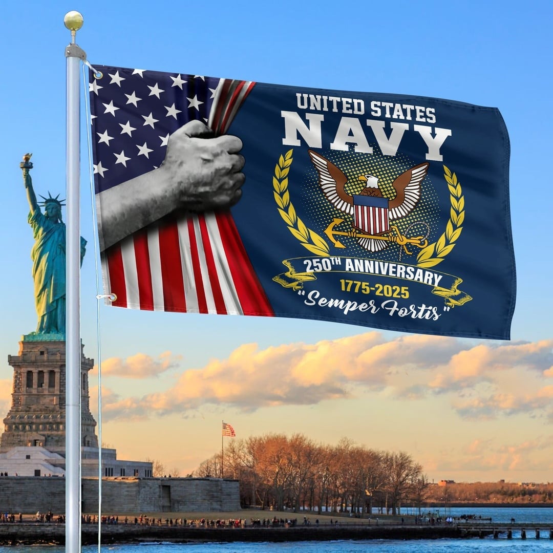 250th Anniversary US Navy Flag Gifts For Navy Veteran Patriotic Home Decor