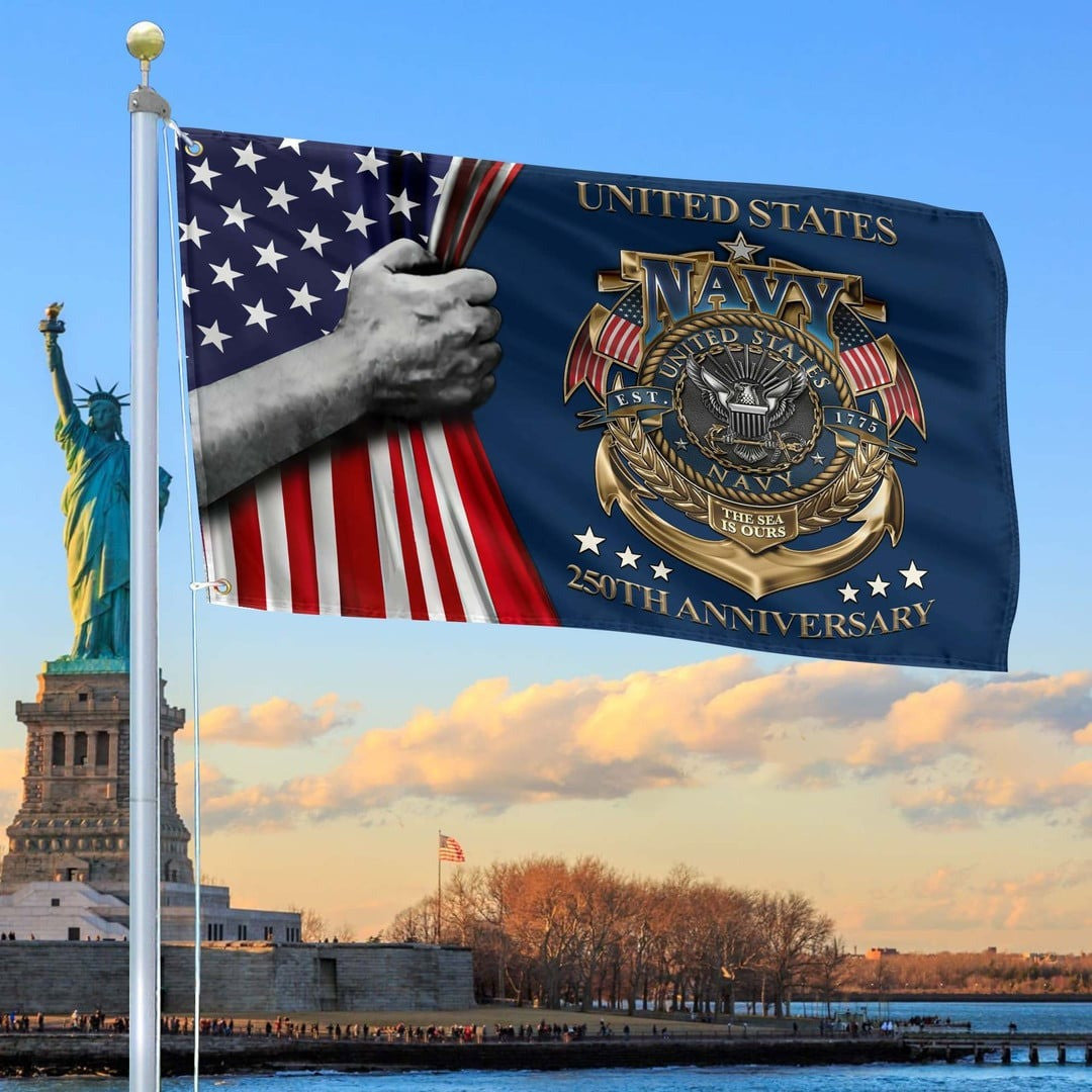 250th Anniversary US Navy Flag Patriotic Gift for Navy Veteran on Father's Day
