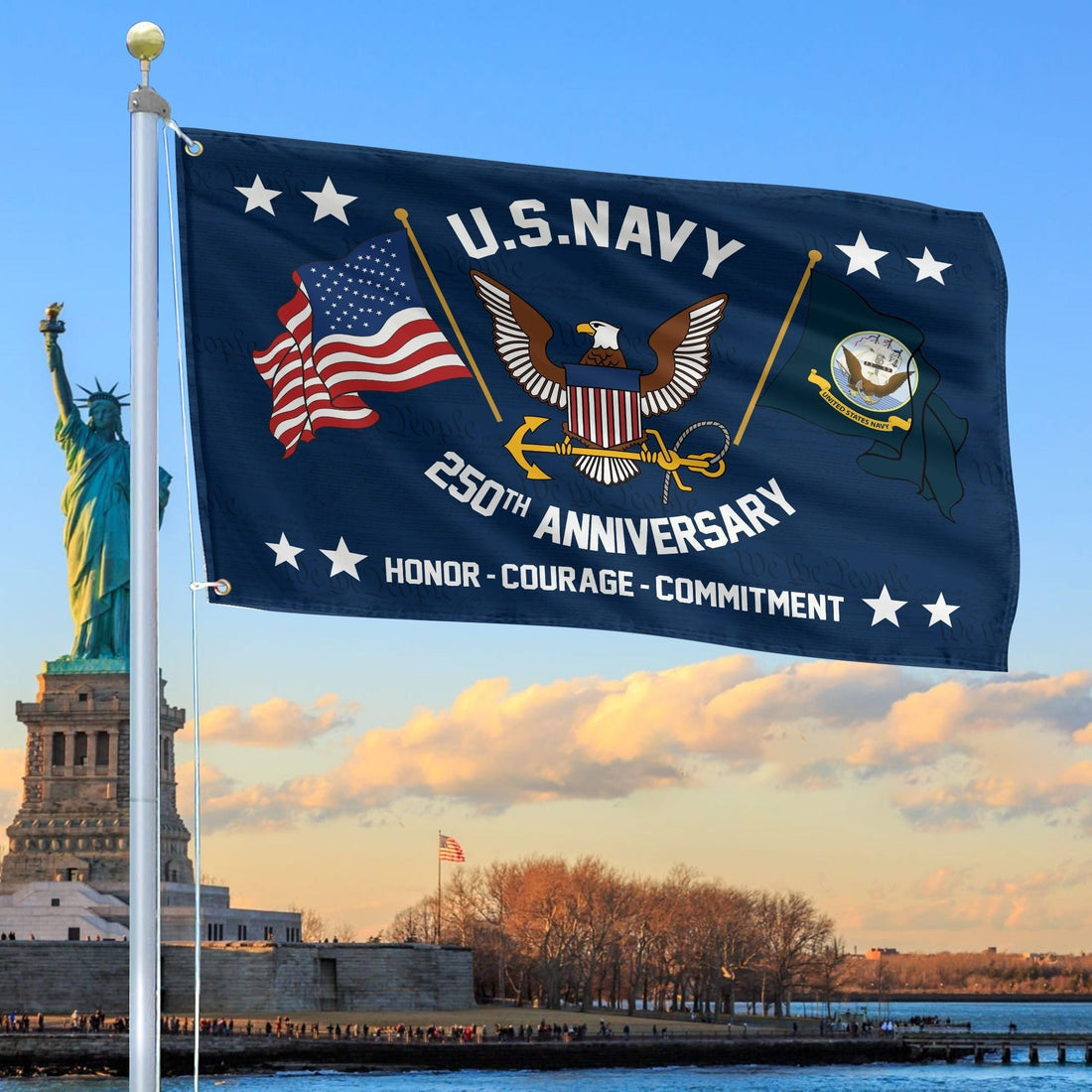 250th Anniversary US Navy Flag Best Gifts On Father's Day for Navy Veteran