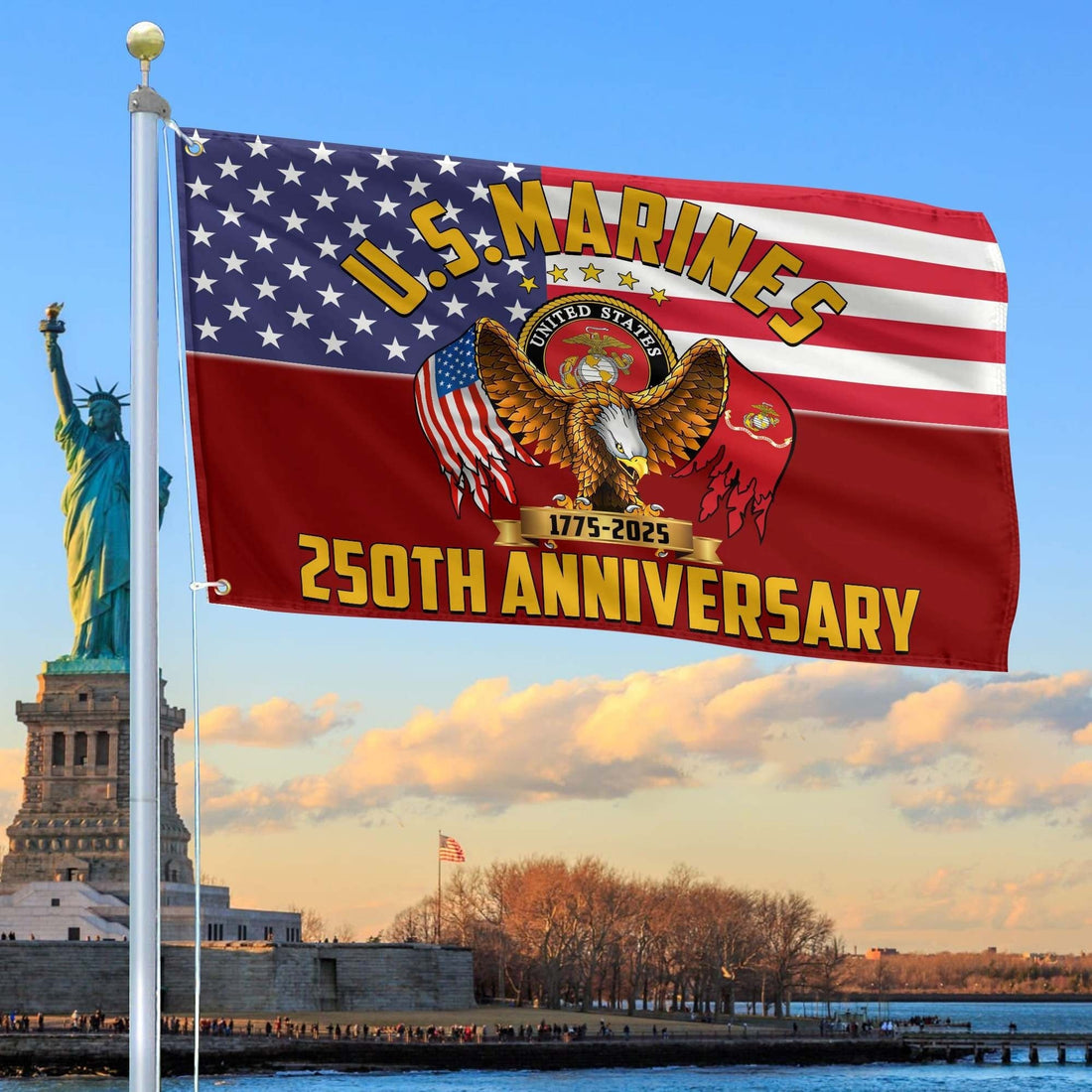 250th Anniversary Marine Corps Flag USMC Tribute Gift Independence Day Merch