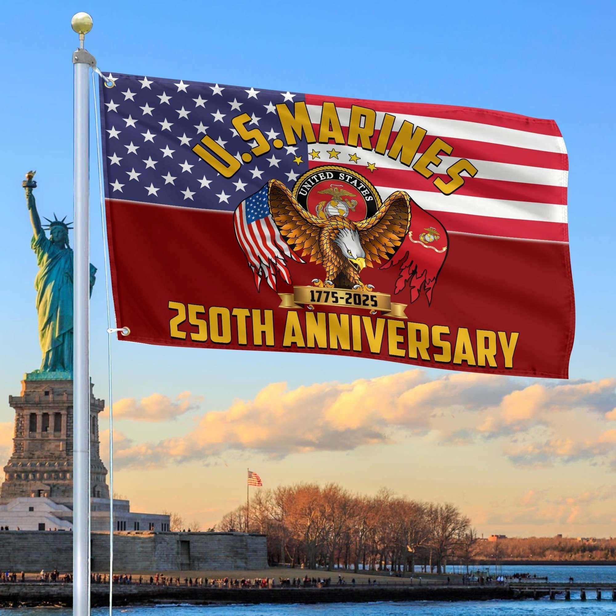 250th Anniversary Marine Corps Flag USMC Tribute Gift Independence Day Merch
