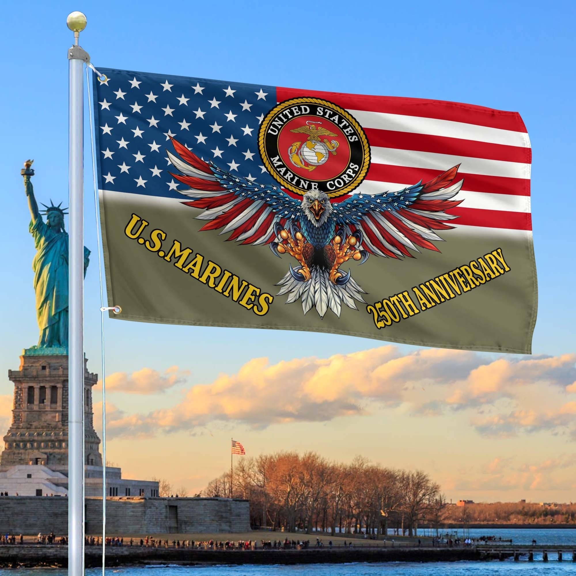 250th Anniversary Marine Corps Flag Father's Day Gift for Marine Veteran
