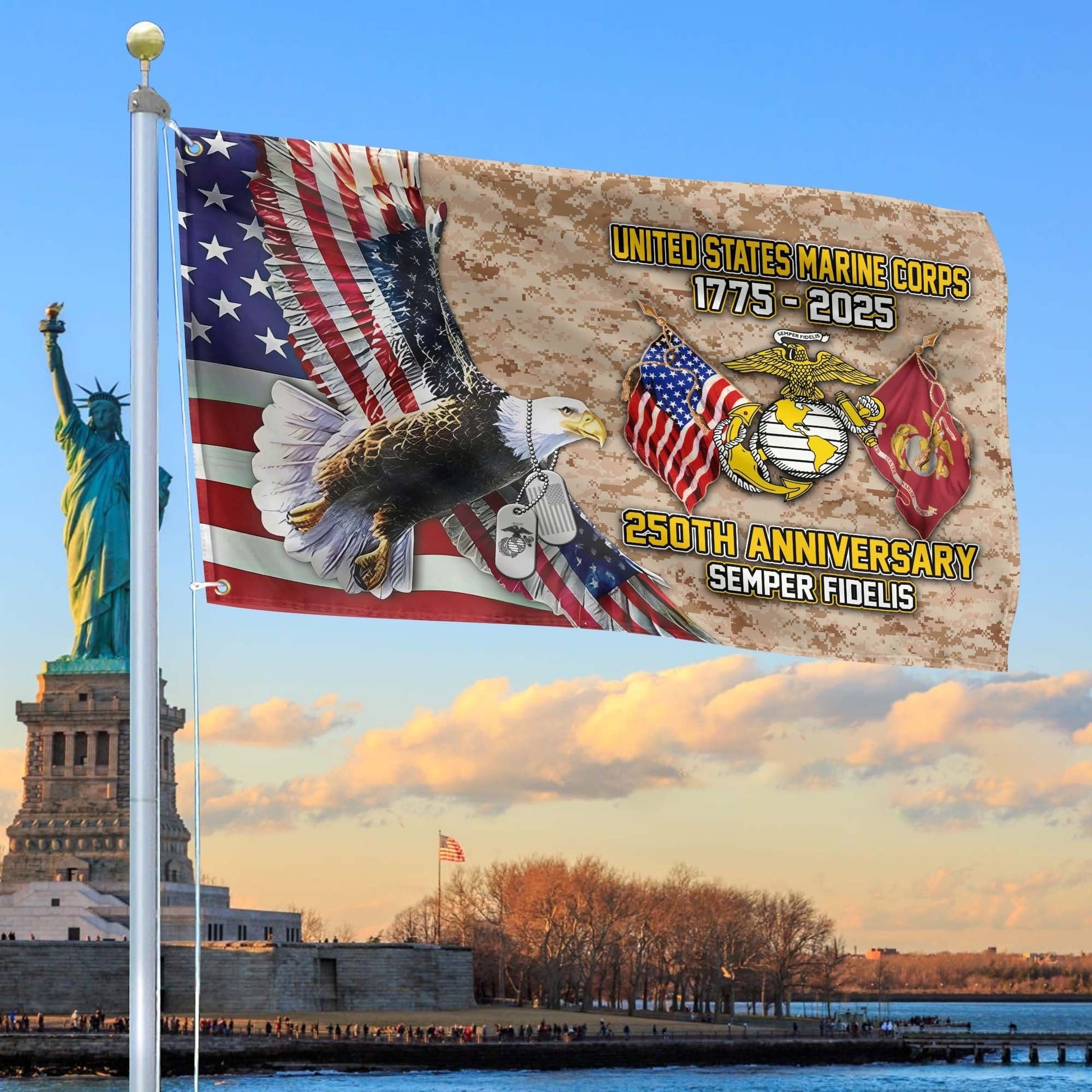 250th Anniversary Marine Corps Flag USMC Tribute Gift for Marine Veteran