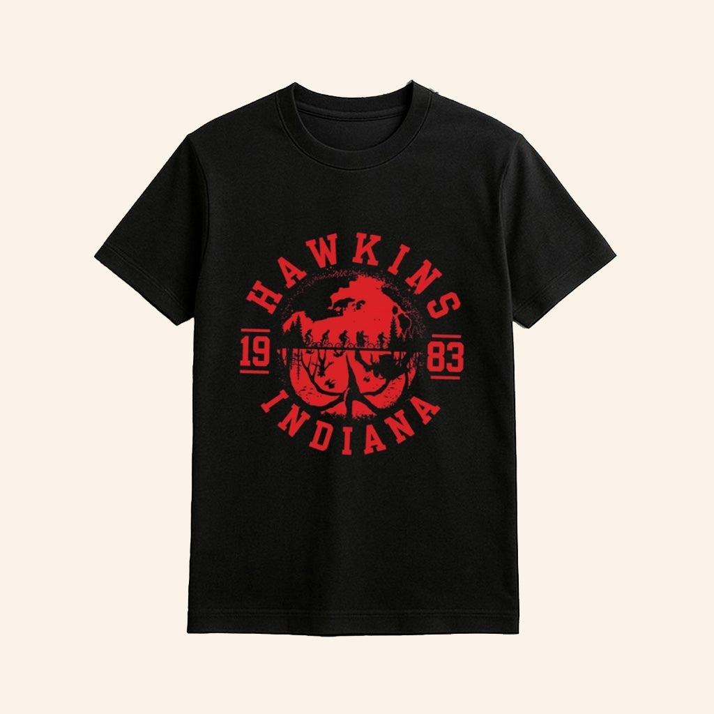 Hawkins 1983 Indiana Upside Down T-Shirt Stranger Things Merch Gifts For Horror Film Lovers - Roseregae