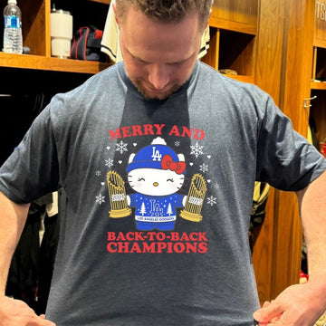 Hello Kitty X Los Angeles Dodgers Merry And Back To Back Champion 2024 2025 T Shirt - Roseregae