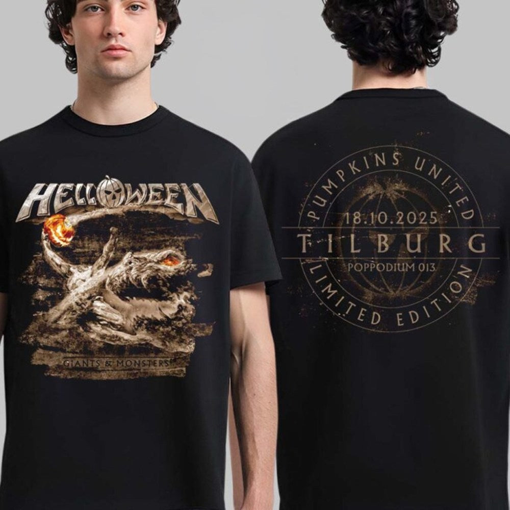 Helloween Giants And Monsters Tour 2025 Vintage Orange Pumpkin Tilburg At Poppodium 013 On November 18 2025 T-Shirt - Roseregae