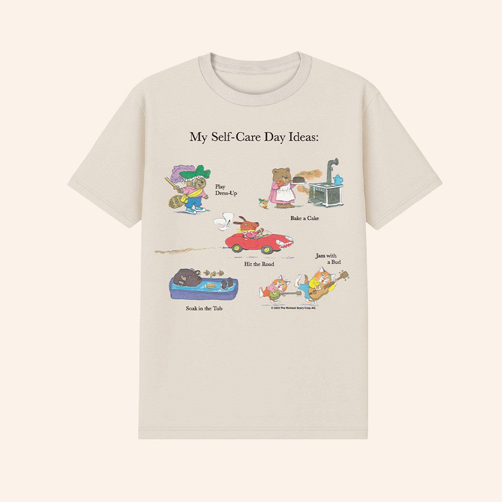 Hot Topic Merch Richard Scarry Self Care Ideas T-Shirt Unique Gifts For Daughters - Roseregae
