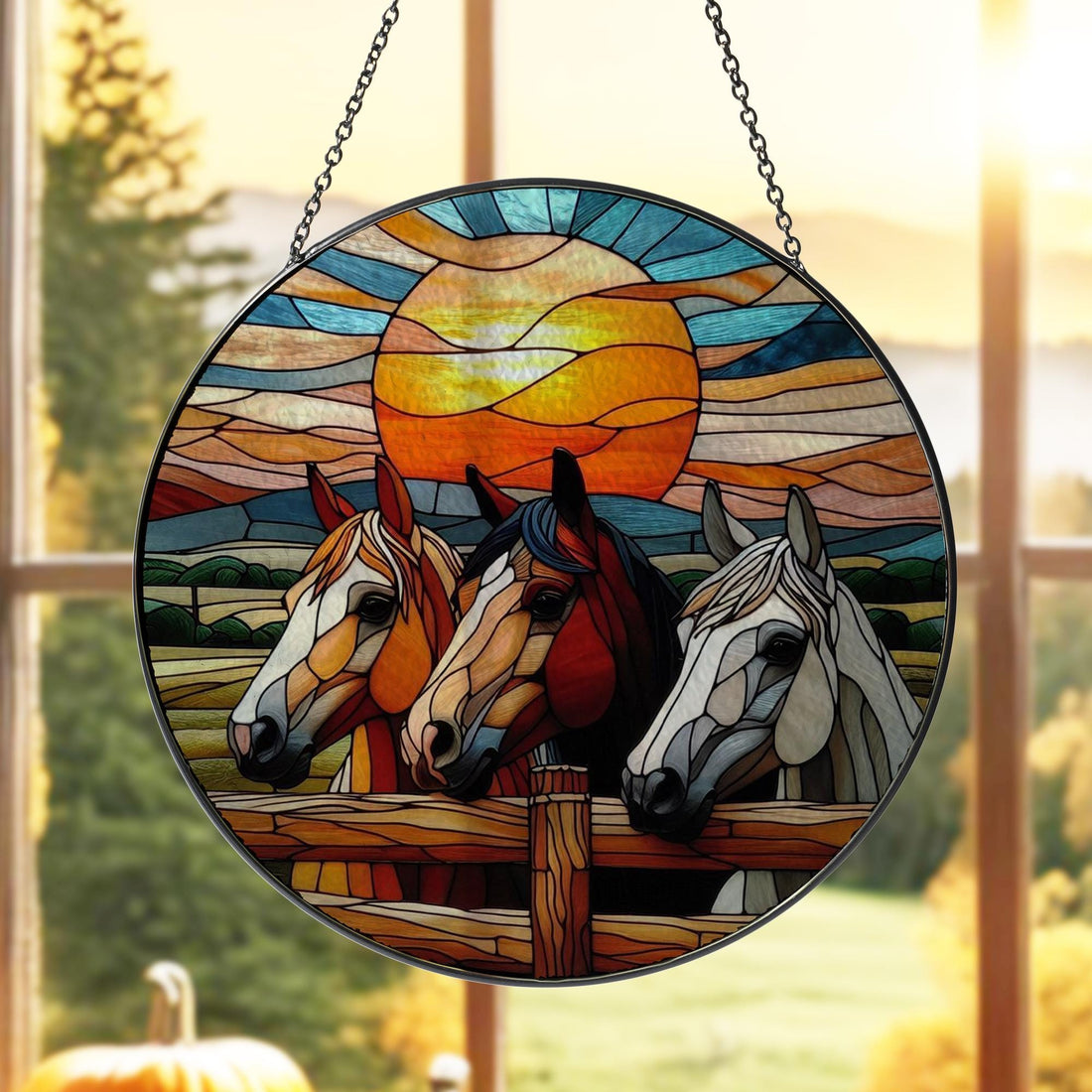 3 Horse Peeking GLASS Suncatcher Hanging,Horse lovers, Window hanging, farm house decor, Farm sign, Farm animal, Funny horse