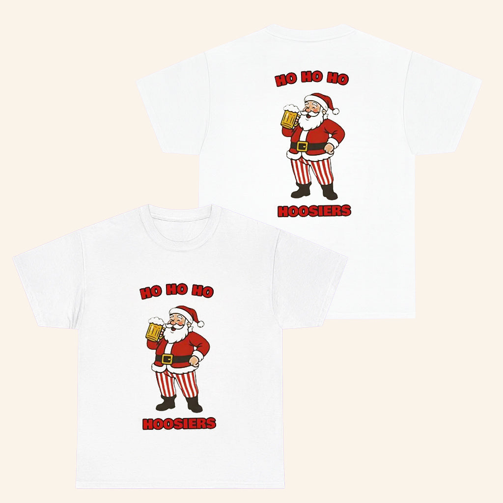 Indiana Football Merch Santa Ho Ho Ho Hoosiers T-Shirt Christmas Gifts For Dad - Roseregae