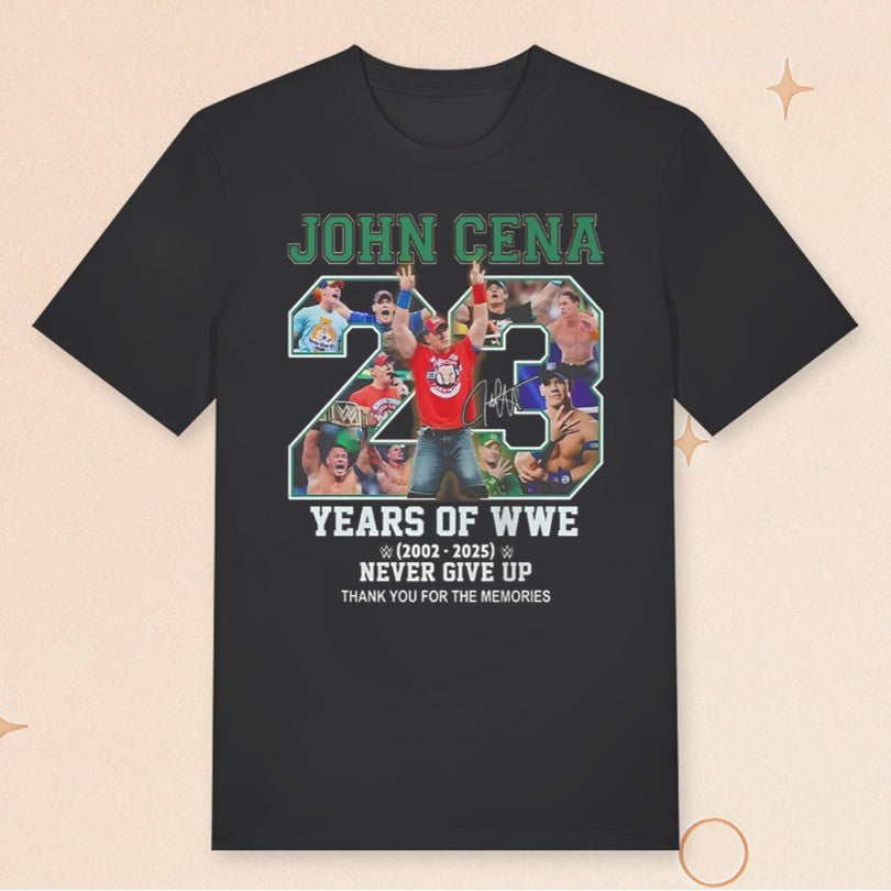 John Cena 23 Years Of WWE T-Shirt John Cena Merch Gifts For WWE Wrestling Fans - Roseregae