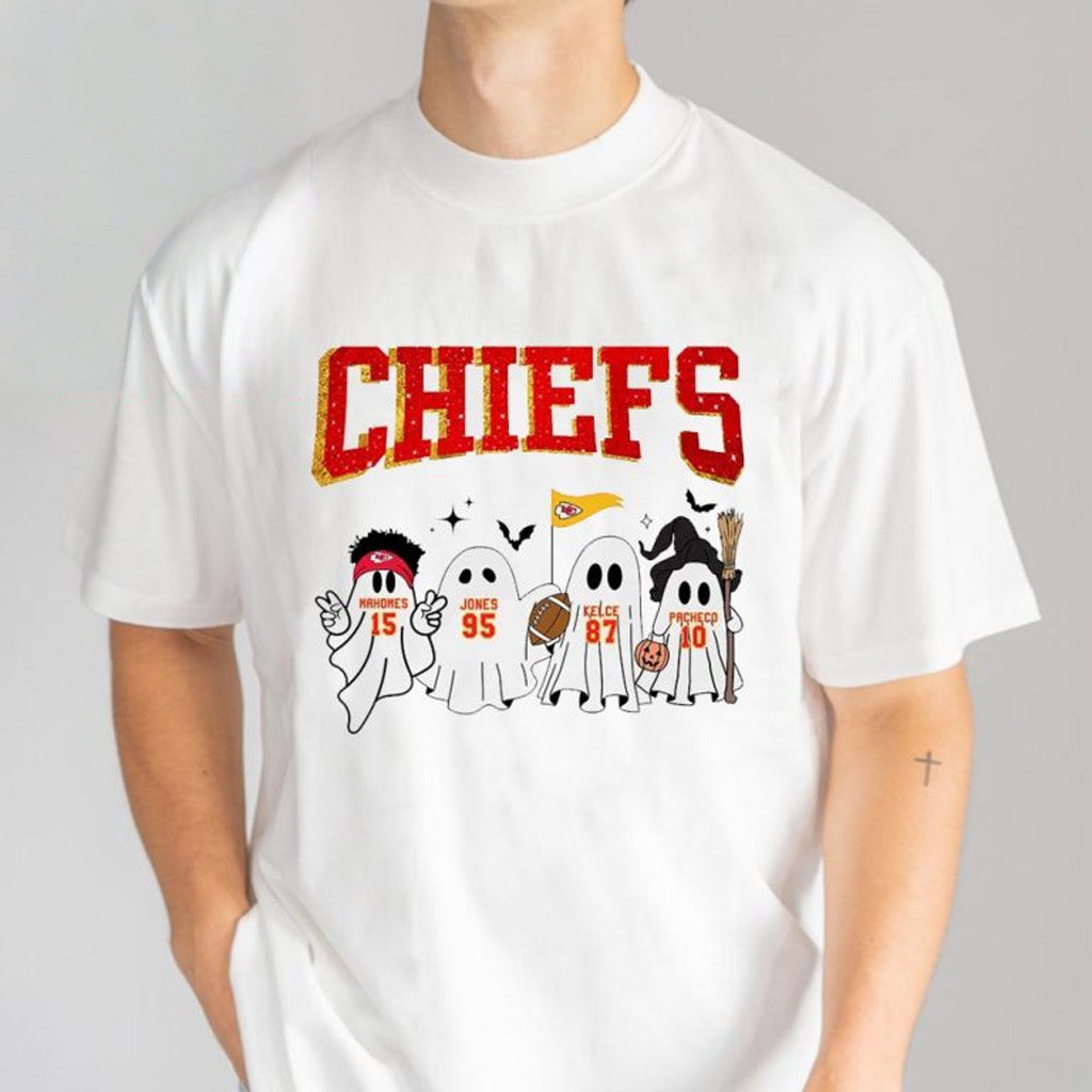 Kansas City Football Merch Halloween Ghost T-Shirt Gifts Ideas For Football Fans - Roseregae