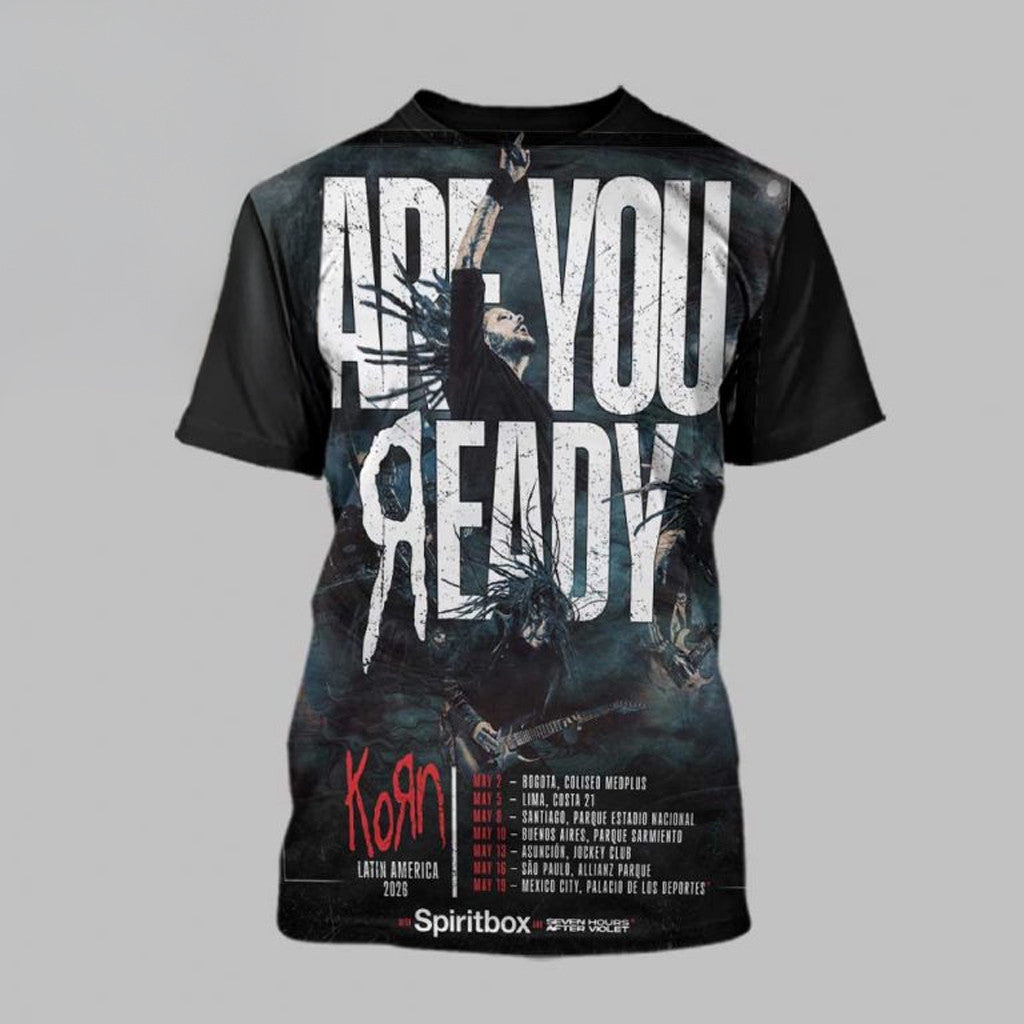 Korn Latin America Tour 2026 Are You Ready Tour Dates T-Shirt Korn Merch Gifts For Music Fans - Roseregae