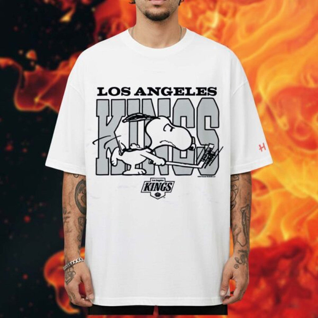 LA Hockey x Homage Peanuts Collection Merch Snoopy T-Shirt Gifts For Ice Hockey Fans - Roseregae