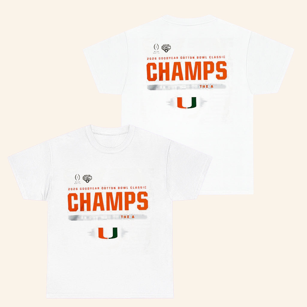 Miami Football 2026 Goodyear Cotton Bowl Champions Playoff T-Shirt Gifts Ideas For Fans - Roseregae