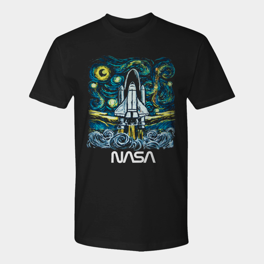 NASA Merch NASA Worm Logo Shirt Starry Night Shuttle T-Shirt Gifts For Brother - Lily Birch Market