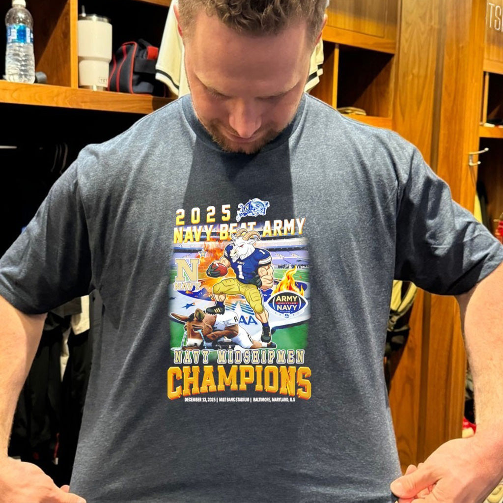 Navy Midshipmen Beat Army 2025 Champions Mascot T Shirt - Roseregae