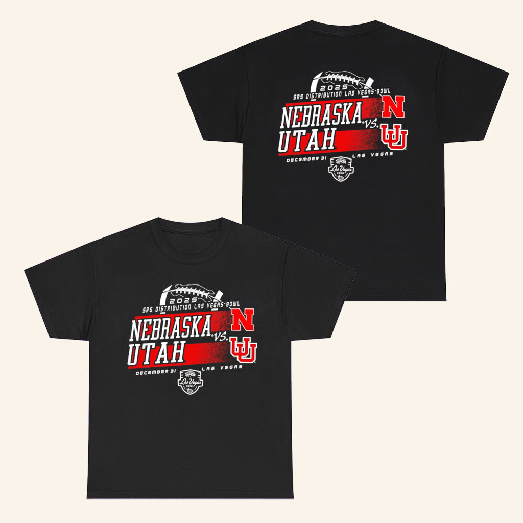 Nebraska Vs Utah 2025 Las Vegas Bowl T-Shirt Football Fan Merch Gifts For Dad - Roseregae