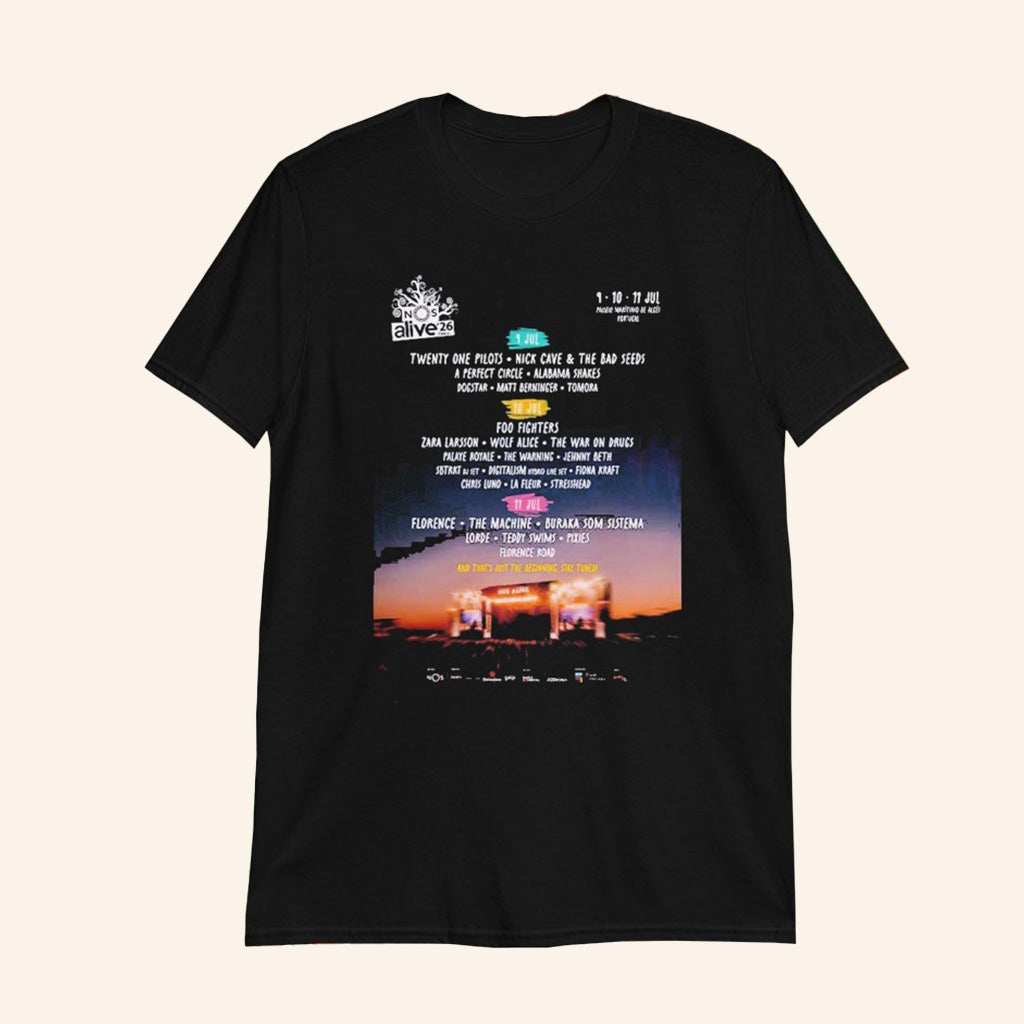 Nos Alive Festival Full Lineup In Portugal At Passeio Maritimo De Alges On 9 10 11 July 2026 Shirt - Roseregae