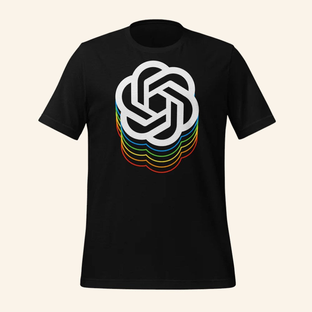 OpenAI Merch Icon Spectrum Black T-Shirt Unique Gifts For Husband - Roseregae