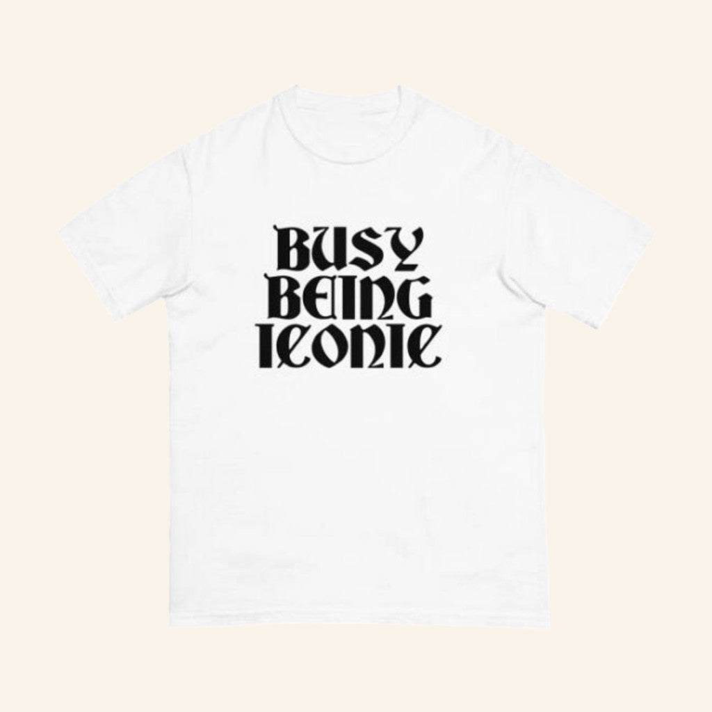Paris Hilton Merch Busy Being Iconic Black Lettering T-Shirt Gifts For Friends - Roseregae