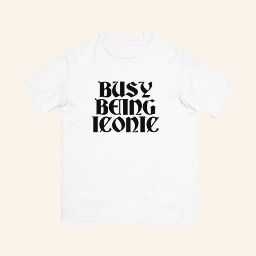 Paris Hilton Merch Busy Being Iconic Black Lettering T-Shirt Gifts For Friends - Roseregae