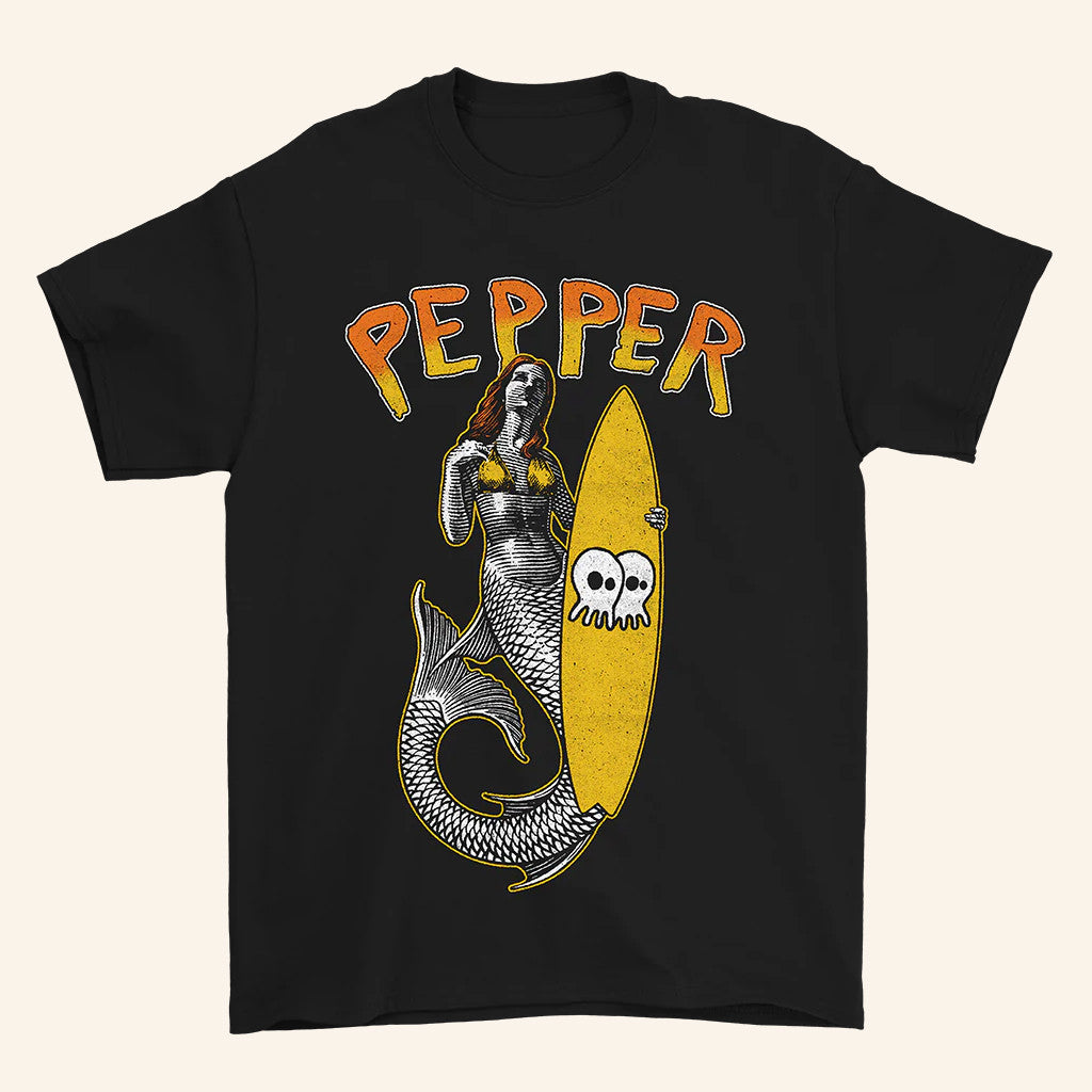 Pepper Merch Skullconuts Mermaid Black T-Shirt Unique Gifts For Her - Roseregae