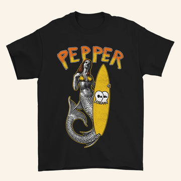 Pepper Merch Skullconuts Mermaid Black T-Shirt Unique Gifts For Her - Roseregae