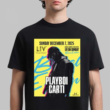 Playboi Carti Live At LIV Miami On December 7 2025 Basel Edition T-Shirt Playboi Carti Merch - Roseregae